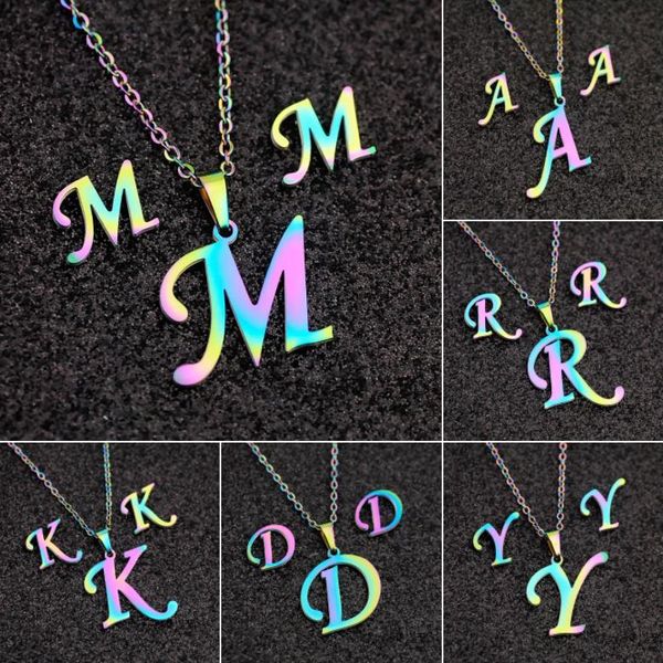 earrings & necklace colorful 26 english letter a-z pendant set clavicle chain stud stainless steel jewelry, Silver
earrings & necklace colorful 26 english letter a-z pendant set clavicle chain stud stainless steel jewelry, Silver