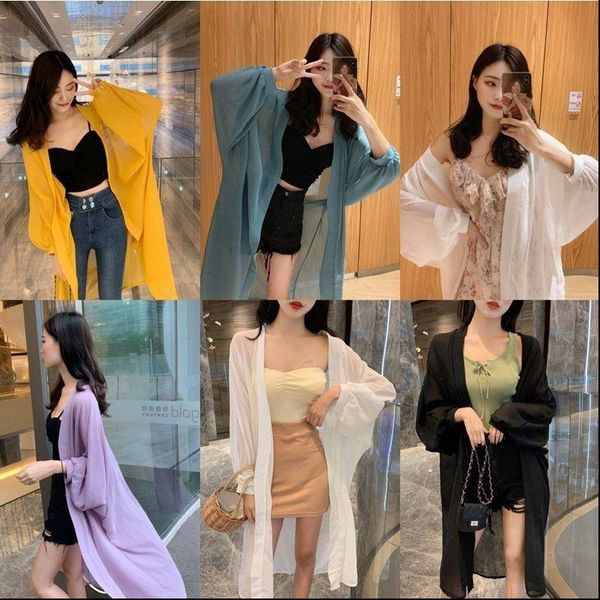 long puff sleeve shawl women shirt kimono cardigan outwear summer solid plus size holiday beach korean clothes shirts m55, White
long puff sleeve shawl women shirt kimono cardigan outwear summer solid plus size holiday beach korean clothes shirts m55, White
