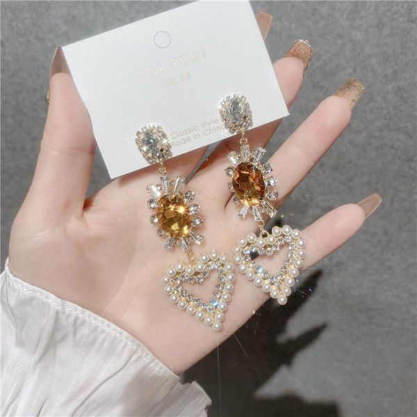 dangle & chandelier woman heart drop earring shiny champagne color rhinestone long earrings personality trendy girl accessories, Silver
dangle & chandelier woman heart drop earring shiny champagne color rhinestone long earrings personality trendy girl accessories, Silver