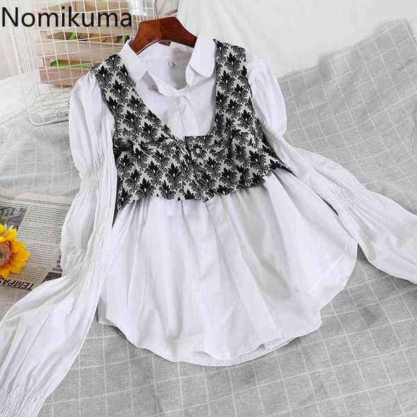 nomikuma women medium-long blouse sets floral vintage vest + pleated puff sleeve blusas shirt spring camisas de mujer 6g177 210427, White
nomikuma women medium-long blouse sets floral vintage vest + pleated puff sleeve blusas shirt spring camisas de mujer 6g177 210427, White