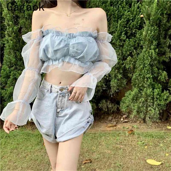women blouses spring autumn solid ruffles slash neck mesh shirt short fashion ladies korean wild blouse 210531, White
women blouses spring autumn solid ruffles slash neck mesh shirt short fashion ladies korean wild blouse 210531, White