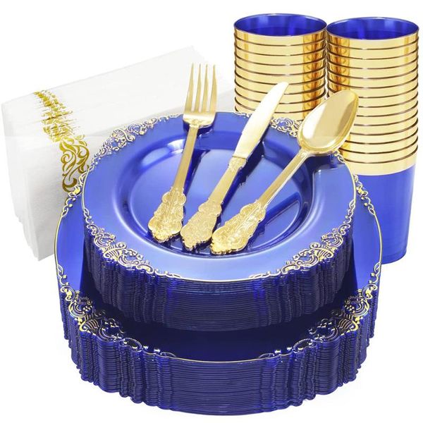 disposable dinnerware 70pcs tableware transparent blue plastic dinner plate golden silverware cup napkin set birthday decorations
disposable dinnerware 70pcs tableware transparent blue plastic dinner plate golden silverware cup napkin set birthday decorations