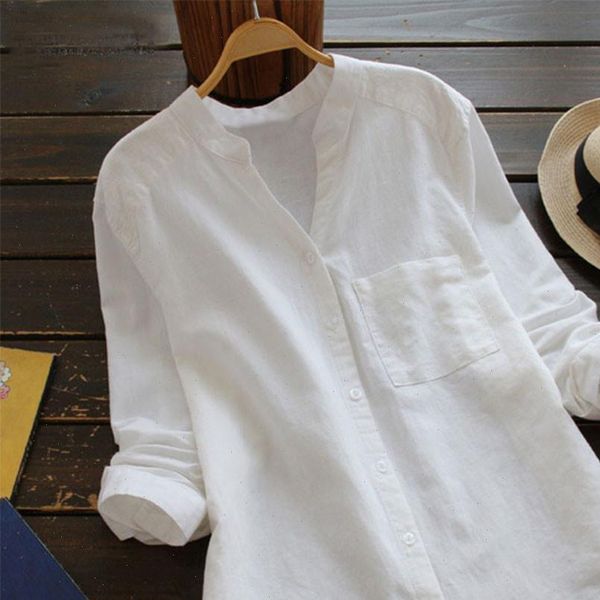 women shirt cotton linen white blouse spring fashion casual solid long sleeve button v neck blouses bluzki damskie
women shirt cotton linen white blouse spring fashion casual solid long sleeve button v neck blouses bluzki damskie