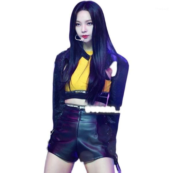 women's tracksuits kpop girl group vest black leather jacket slim shorts outfit women stage costume korea jazz dancer outfits festival, Gray
women's tracksuits kpop girl group vest black leather jacket slim shorts outfit women stage costume korea jazz dancer outfits festival, Gray