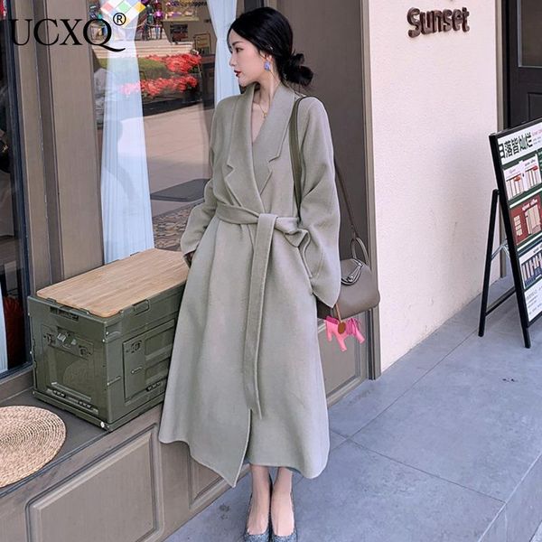 women's wool & blends ucxq woman woolen coat double-sided solid with sashes long sleeve lapel wild casual style 2021 autumn korean fash, Black
women's wool & blends ucxq woman woolen coat double-sided solid with sashes long sleeve lapel wild casual style 2021 autumn korean fash, Black