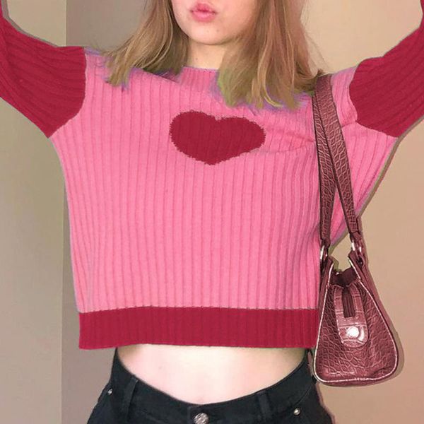 women's sweaters women heart print pullovers women\u2021s casual long sleeve loose sweater contrast color round neck knitwear, White;black
women's sweaters women heart print pullovers women\u2021s casual long sleeve loose sweater contrast color round neck knitwear, White;black