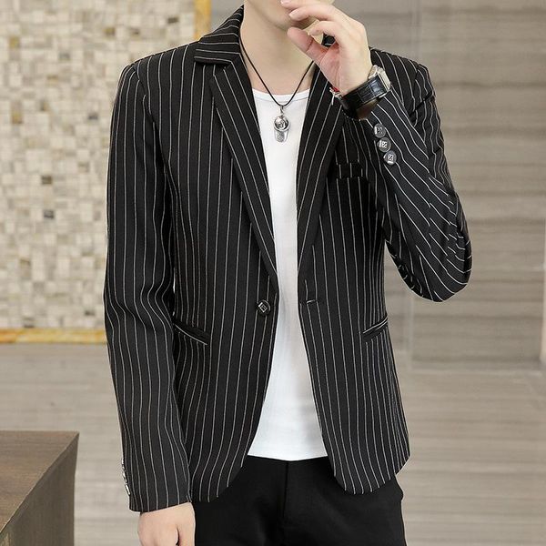 men's suits & blazers hoo 2022 vertical stripes leisure blazer youth thin slim fit trendy handsome, White;black
men's suits & blazers hoo 2022 vertical stripes leisure blazer youth thin slim fit trendy handsome, White;black