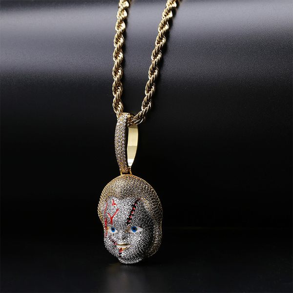 necklace the ghost doll pendant is slightly inlaid with zircon personalized hiphop jewelry, Silver
necklace the ghost doll pendant is slightly inlaid with zircon personalized hiphop jewelry, Silver