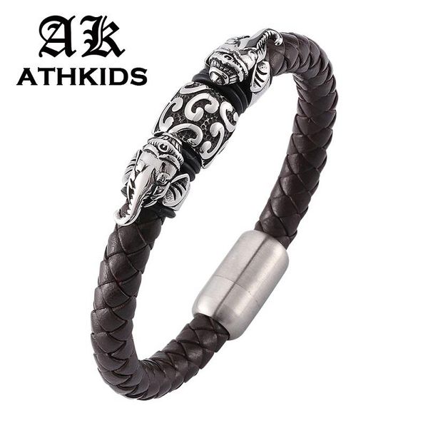 charm bracelets fashion men bracelet bangle brown genuine leather chain elephant stainless steel magnetic buckle jewelry pd0135, Golden;silver
charm bracelets fashion men bracelet bangle brown genuine leather chain elephant stainless steel magnetic buckle jewelry pd0135, Golden;silver