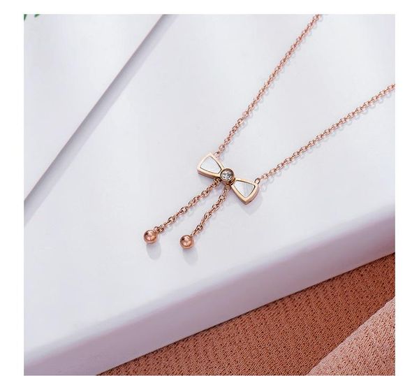 pendant necklaces fashion tassel bow necklace female rose gold titanium steel clavicle chain trend products for girlfriend gift, Silver
pendant necklaces fashion tassel bow necklace female rose gold titanium steel clavicle chain trend products for girlfriend gift, Silver