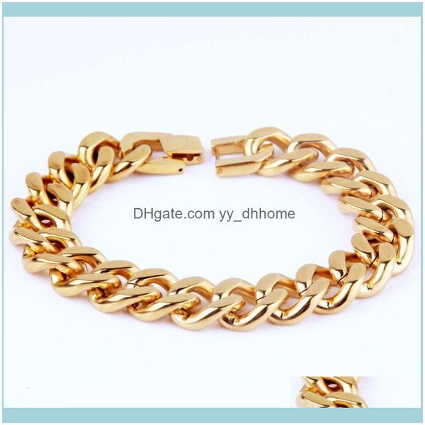 link, bracelets jewelrylink, chain gold color 13/15mm 316l stainless steel bracelet mens curb cuban gift jewelry for men 7-10inch drop deliv, Black
link, bracelets jewelrylink, chain gold color 13/15mm 316l stainless steel bracelet mens curb cuban gift jewelry for men 7-10inch drop deliv, Black
