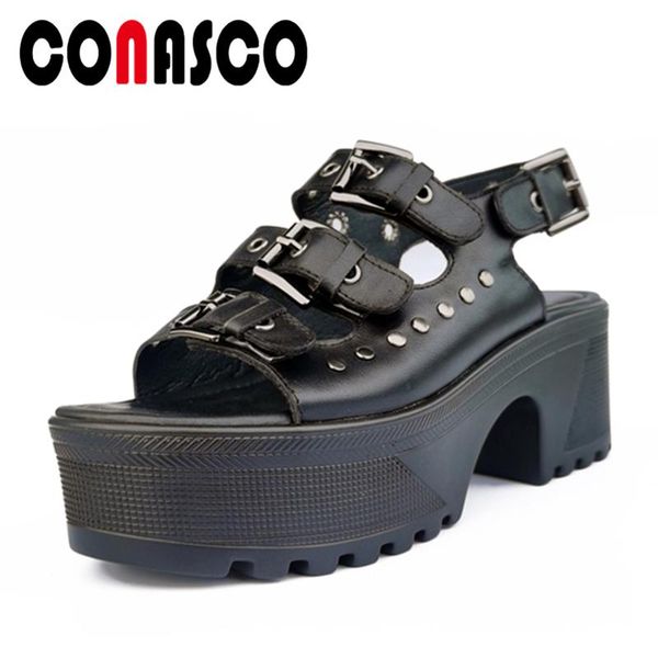fashion casual women sandals punk rivet buckle high heels platforms genuine leather shoes woman peep toe pumps, Black
fashion casual women sandals punk rivet buckle high heels platforms genuine leather shoes woman peep toe pumps, Black