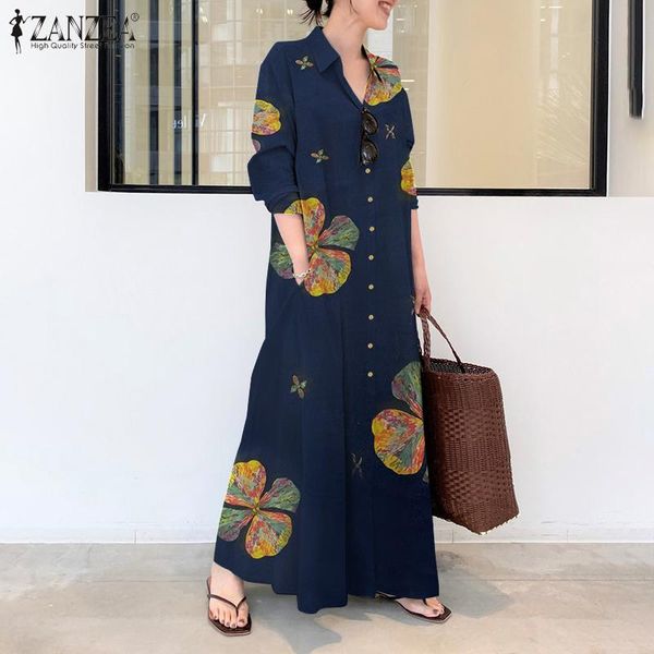 casual dresses women's spring sundress 2021 zanzea vintage long sleeve printed shirt dress female button floral maxi vestidos plus size, Black;gray
casual dresses women's spring sundress 2021 zanzea vintage long sleeve printed shirt dress female button floral maxi vestidos plus size, Black;gray