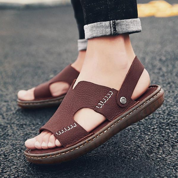 sandals 2021 summer men's first layer leather youth outdoor leisure beach shoes slippers, Black
sandals 2021 summer men's first layer leather youth outdoor leisure beach shoes slippers, Black