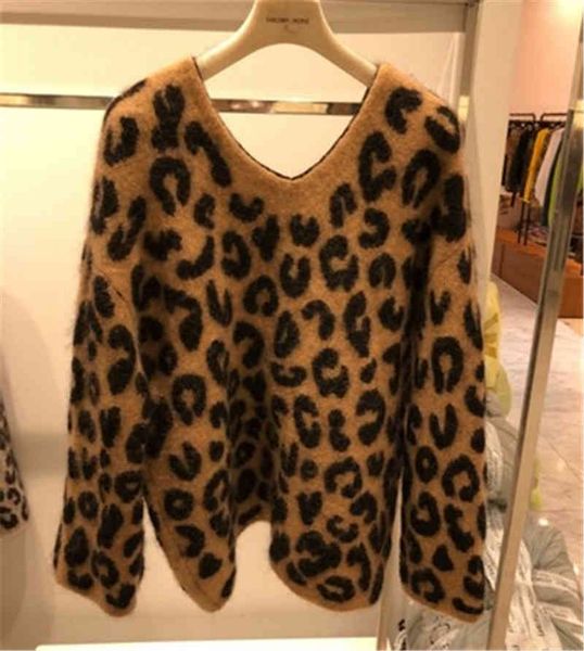 women's sweaters retro leopard print hairy sweater casual korean winter loose with neckline on v sweaters sweet ladies yswh, White;black
women's sweaters retro leopard print hairy sweater casual korean winter loose with neckline on v sweaters sweet ladies yswh, White;black
