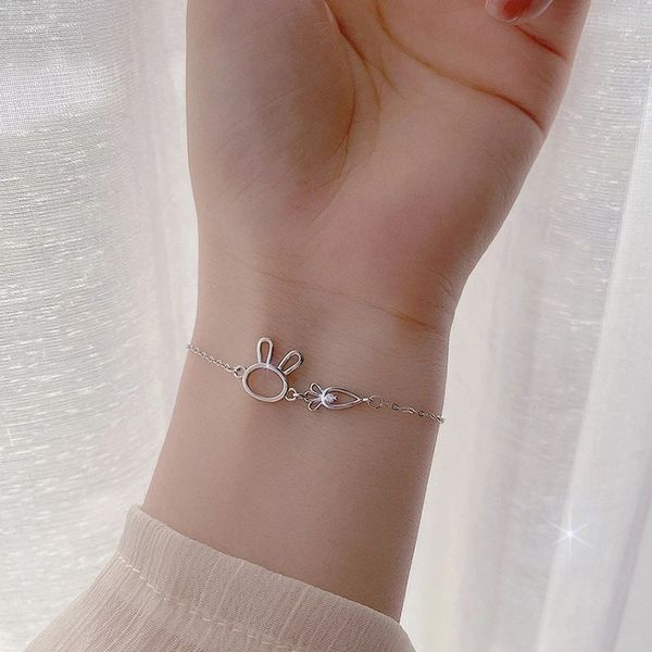 925 sterling silver bracelets for woman girlfriend sweet cute rabbit adjustable chain bracelet simple jewelry sl509, Black
925 sterling silver bracelets for woman girlfriend sweet cute rabbit adjustable chain bracelet simple jewelry sl509, Black