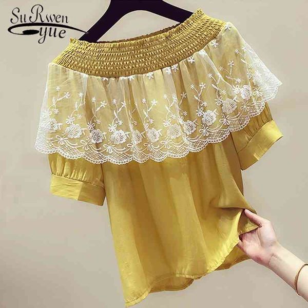 fashion womens clothing blouses short sleeve women blouse shirt slash neck off shoulder and 3514 50 210508, White
fashion womens clothing blouses short sleeve women blouse shirt slash neck off shoulder and 3514 50 210508, White