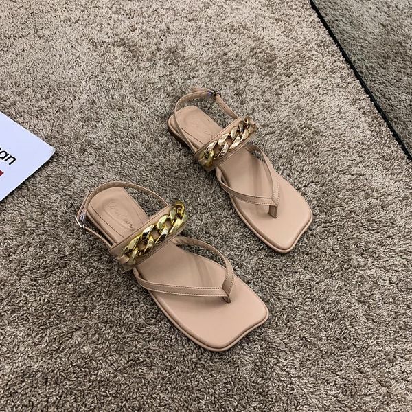 sandals women 2021 summer fashion big chain metal decoration flip flops buckle strap square toe flat shoes, Black
sandals women 2021 summer fashion big chain metal decoration flip flops buckle strap square toe flat shoes, Black