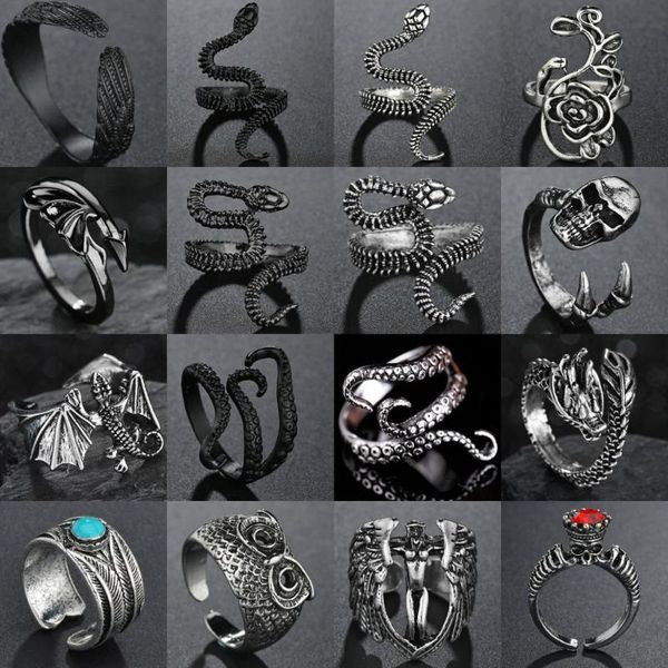 cluster rings for men women punk goth snake dragon silver plated ring exaggerated adjustable chic party gift jewelry mujer bijoux, Golden;silver
cluster rings for men women punk goth snake dragon silver plated ring exaggerated adjustable chic party gift jewelry mujer bijoux, Golden;silver