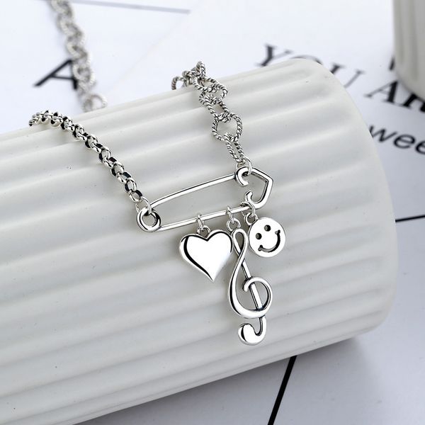 yunchaoxuan s925 sier ins niche design smiling face love notes stitching pin creative pendant necklace female, Silver
yunchaoxuan s925 sier ins niche design smiling face love notes stitching pin creative pendant necklace female, Silver
