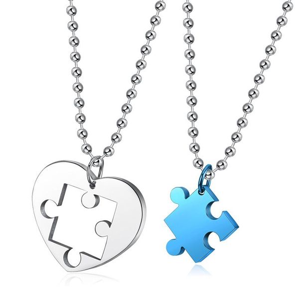 pair fashion couple heart shape puzzle pendant necklace lovers couples jewelry gift accessories necklaces, Silver
pair fashion couple heart shape puzzle pendant necklace lovers couples jewelry gift accessories necklaces, Silver