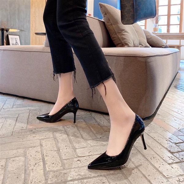 spring and summer of 2021 female joker stiletto heel leather pointed comfortable light mouth patent shoes dress, Black
spring and summer of 2021 female joker stiletto heel leather pointed comfortable light mouth patent shoes dress, Black