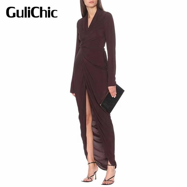 casual dresses 7.12 high end quality v-neck long sleeve drape wrap dress women temperament fashion split, Black;gray
casual dresses 7.12 high end quality v-neck long sleeve drape wrap dress women temperament fashion split, Black;gray
