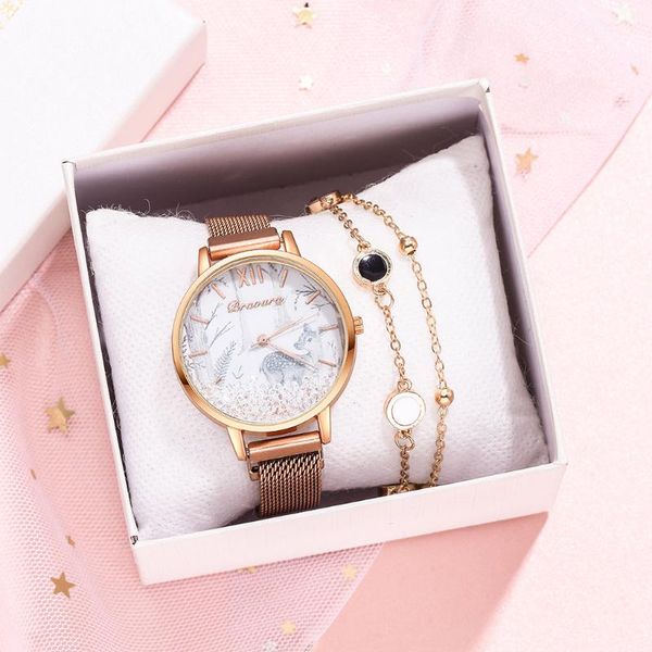 wristwatches soxy rose gold women watches rolling beads deer design dial fashion bracelet ladies watch bangle zegarek damski steel mesh, Slivery;brown
wristwatches soxy rose gold women watches rolling beads deer design dial fashion bracelet ladies watch bangle zegarek damski steel mesh, Slivery;brown