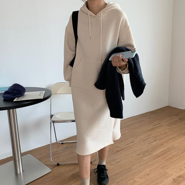 casual dresses kangaroo pocket hooded women dress straight solid loose long sleeve vestidos pile leisure female winter y1790a, Black;gray
casual dresses kangaroo pocket hooded women dress straight solid loose long sleeve vestidos pile leisure female winter y1790a, Black;gray
