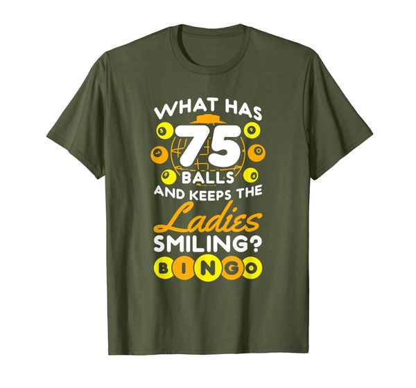 What Has 75 Balls And Keeps The Ladies Smiling Bingo Gift T-Shirt, Mainly pictures
What Has 75 Balls And Keeps The Ladies Smiling Bingo Gift T-Shirt, Mainly pictures