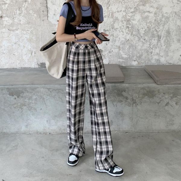 women's pants & capris trendy ins cool women loose plaid trousers super wide-leg casual streetwear 2021 clothing, Black;white
women's pants & capris trendy ins cool women loose plaid trousers super wide-leg casual streetwear 2021 clothing, Black;white