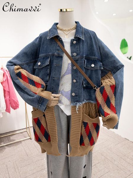 plus size t-shirt 2021 fall women's clothing mid-length denim patchwork knitting coat fashion loose-fitting long sleeves jacket, Black
plus size t-shirt 2021 fall women's clothing mid-length denim patchwork knitting coat fashion loose-fitting long sleeves jacket, Black