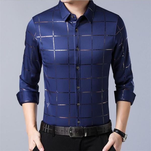 men's casual shirts 2021 spring fashions plaid long sleeve slim fit men polyester fiber shirt streetwear social dress mens, White;black
men's casual shirts 2021 spring fashions plaid long sleeve slim fit men polyester fiber shirt streetwear social dress mens, White;black