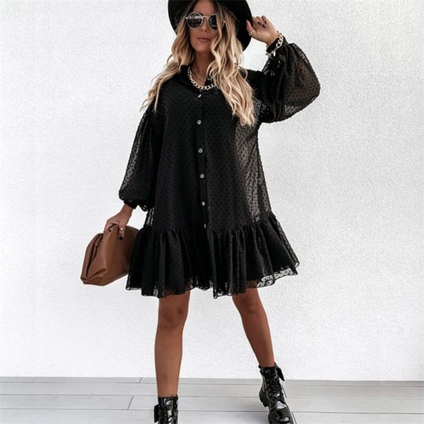 2021 spring casual elegant womens lace puff sleeve dress fashion solid color white hollow loose a-line ruffle stitching dress, Black;gray
2021 spring casual elegant womens lace puff sleeve dress fashion solid color white hollow loose a-line ruffle stitching dress, Black;gray