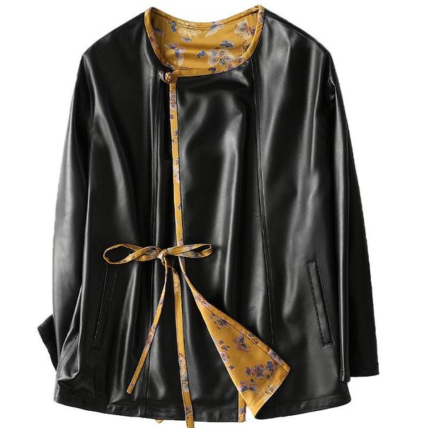 women's leather & faux natural sheepskin medium and long coat 2021 spring leisure jacket loose printed linner soft suede, Black
women's leather & faux natural sheepskin medium and long coat 2021 spring leisure jacket loose printed linner soft suede, Black