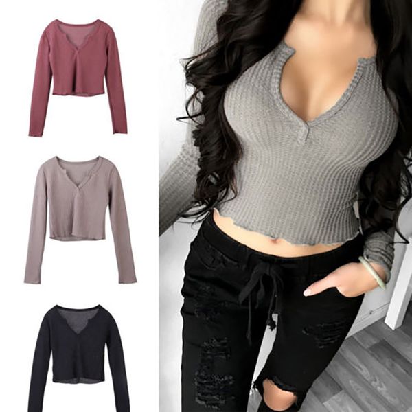 women's blouses & shirts fashion women deep v-neck long sleeve blouse ladies autumn solid casual shirt crop 98xb, White
women's blouses & shirts fashion women deep v-neck long sleeve blouse ladies autumn solid casual shirt crop 98xb, White