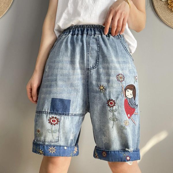 women's shorts 8491 denim for women summer vintage cartoon embroidery flower bottoms cowboy straight hole scratch thin five-point pants, White;black
women's shorts 8491 denim for women summer vintage cartoon embroidery flower bottoms cowboy straight hole scratch thin five-point pants, White;black