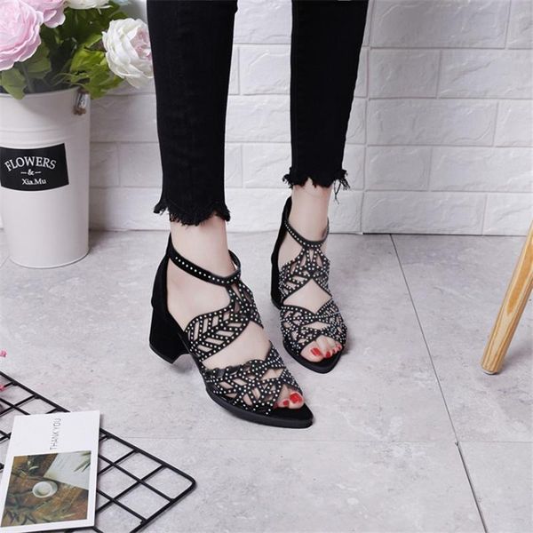 sandals style mid-heel fish mouth thick with solid color rhinestone zipper women's, Black
sandals style mid-heel fish mouth thick with solid color rhinestone zipper women's, Black