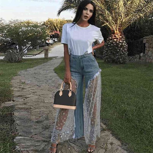 women wide leg pants sheer mesh star print splice denim high waist casual loose jeans fashion party trousers 210809, Blue
women wide leg pants sheer mesh star print splice denim high waist casual loose jeans fashion party trousers 210809, Blue