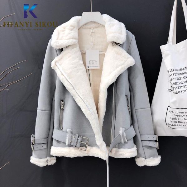 women's leather & faux 2021 winter women suede jacket thick warm lamb wool jackets coat fashion loose motorcycle female streetwear, Black
women's leather & faux 2021 winter women suede jacket thick warm lamb wool jackets coat fashion loose motorcycle female streetwear, Black