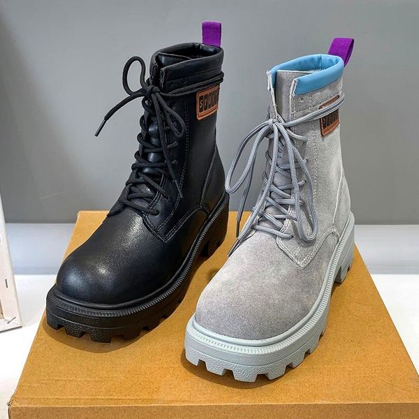 women's motorcycle boots gray short tube pu leather thick heel square toe ankle boot platform height increase 5cm, Black
women's motorcycle boots gray short tube pu leather thick heel square toe ankle boot platform height increase 5cm, Black