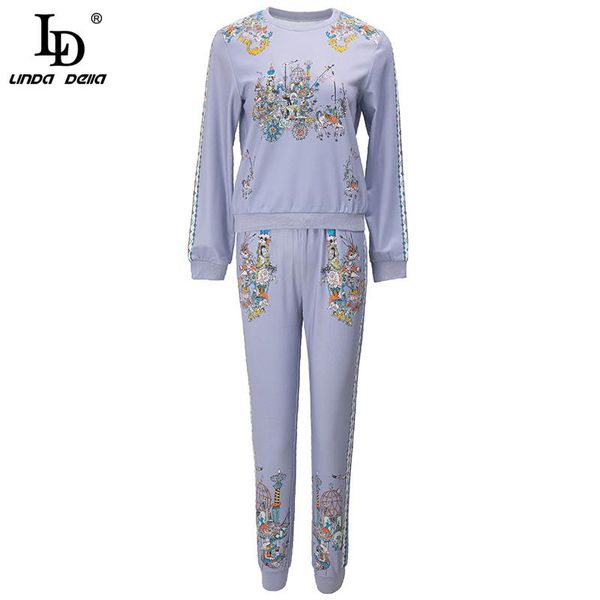 linda della 2021 autumn winter runway vintage purple flower print suit women long sleeve jacket + pants fashion two piece set women's, White
linda della 2021 autumn winter runway vintage purple flower print suit women long sleeve jacket + pants fashion two piece set women's, White