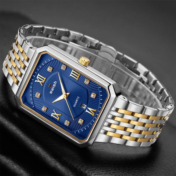 wristwatches rectangle watches men warterproof sports mens watch steel bracelet business quartz wristwatch relogio masculin, Slivery;brown 
wristwatches rectangle watches men warterproof sports mens watch steel bracelet business quartz wristwatch relogio masculin, Slivery;brown