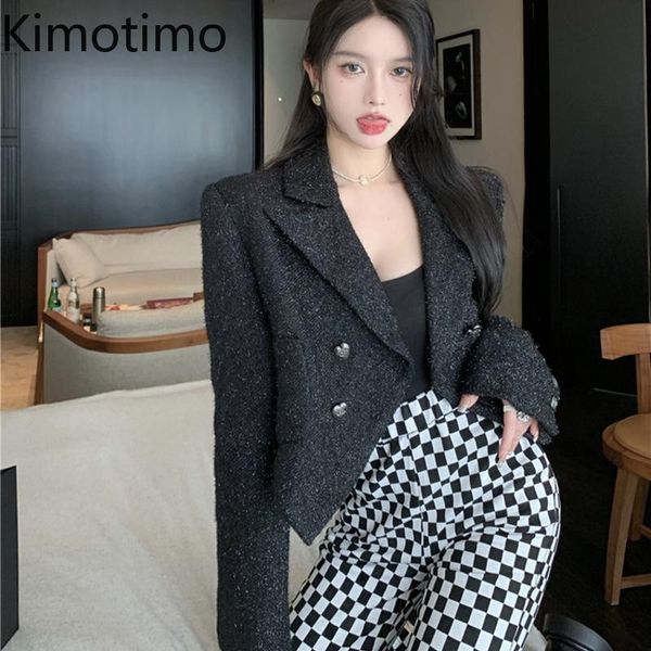 women's suits & blazers kimotimo black women 2021 autumn irregular design short tweed coat korean chic double breasted little fragrance, White;black
women's suits & blazers kimotimo black women 2021 autumn irregular design short tweed coat korean chic double breasted little fragrance, White;black