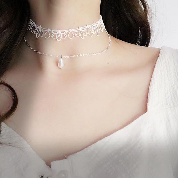 chokers white lace flower double pearl pendant necklace choker clavicle chain female, Golden;silver
chokers white lace flower double pearl pendant necklace choker clavicle chain female, Golden;silver