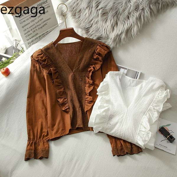 ezgaga vintage shirts women ruffles v-neck long sleeve loose lace hollow out solid shirt and blouse office lady elegant 210430, White
ezgaga vintage shirts women ruffles v-neck long sleeve loose lace hollow out solid shirt and blouse office lady elegant 210430, White
