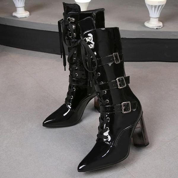 boots large size comfortable side zipper rivet thick heel high-heel lace-up design catwalk party show model, Black
boots large size comfortable side zipper rivet thick heel high-heel lace-up design catwalk party show model, Black