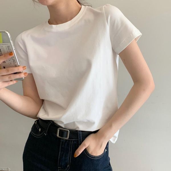 women's t-shirt short-sleeved tide 2021 style small all-match solid color casual korean slim cotton, White
women's t-shirt short-sleeved tide 2021 style small all-match solid color casual korean slim cotton, White