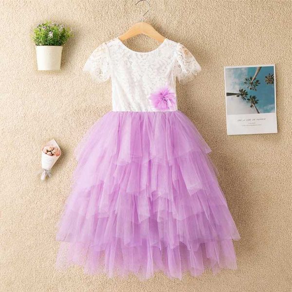 children's sets wear girls summer lace dress multi-layer mesh puffy skirt, White
children's sets wear girls summer lace dress multi-layer mesh puffy skirt, White