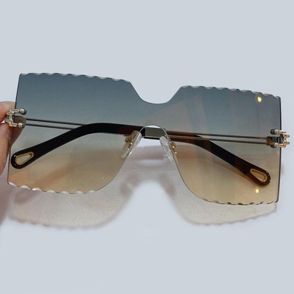 brand fashion square sunglasses women men luxury female rimless gradient with box uv400, White;black
brand fashion square sunglasses women men luxury female rimless gradient with box uv400, White;black